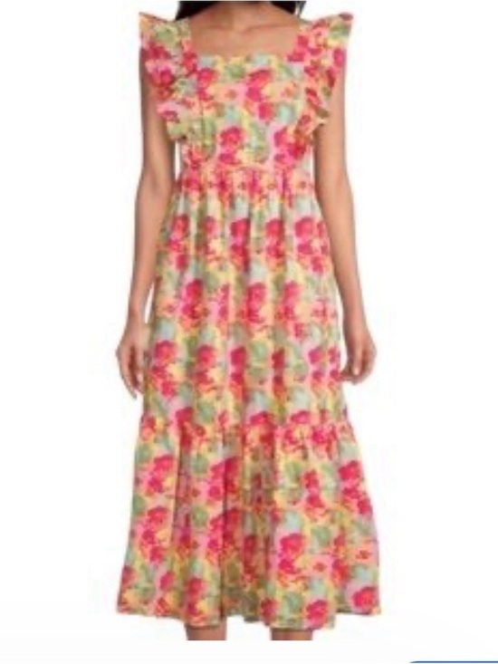 Payton & Parker Dresses & Skirts - Peyton & Parkers Floral Ruffle Sleeve Maxi Dress - Pink & Green Print